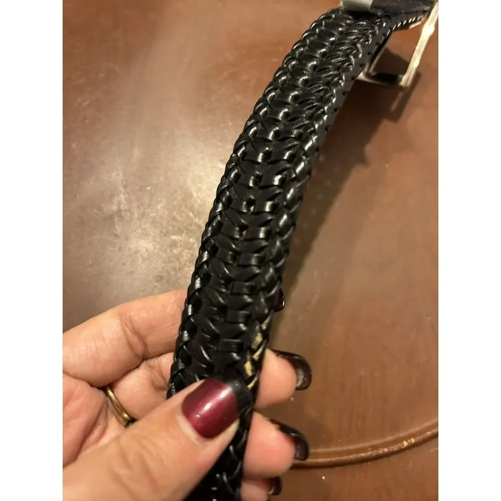 Vintage Genuine Leather Braided Brown Black Belt Size 38/95‎ Boho Western Hippie